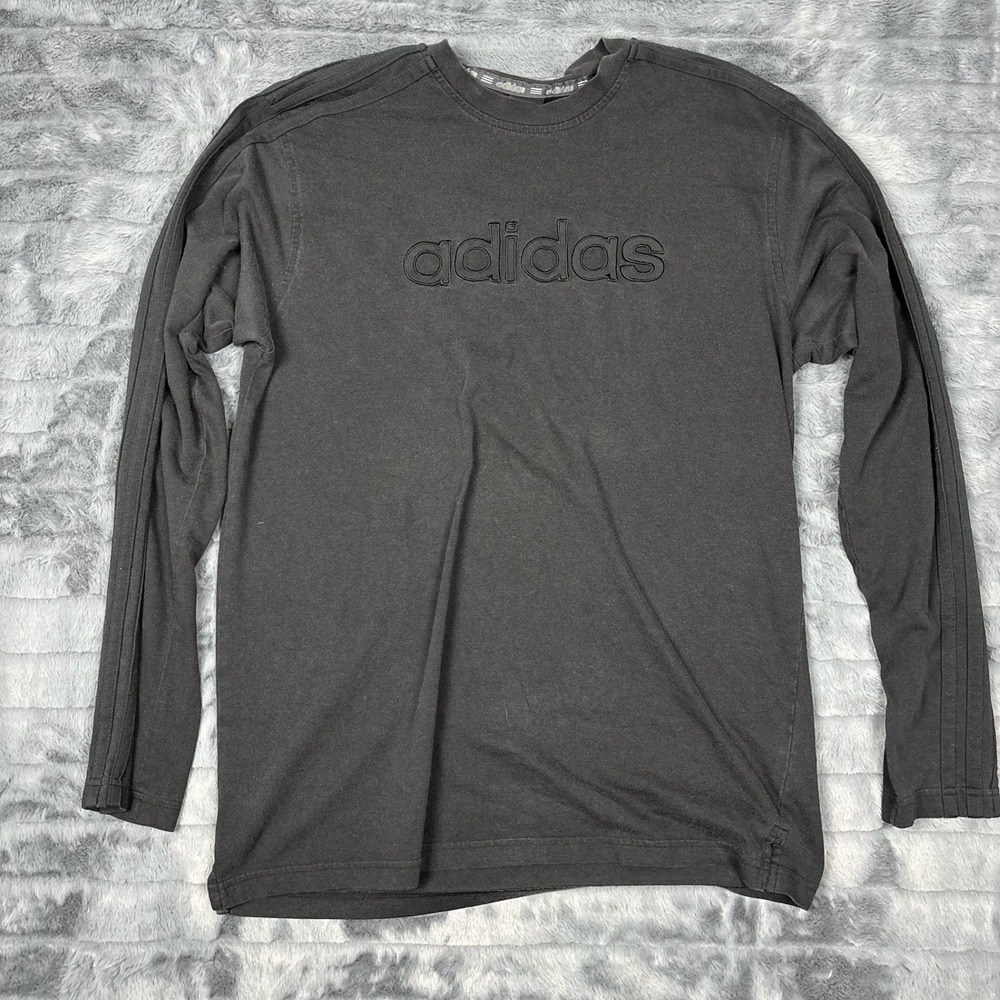 Adidas Mens Vintage 2003 Long Sleeve T-Shirt Black Embroidered Logo 762909 M